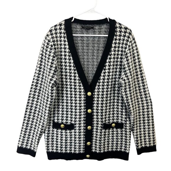 Tahari Houndstooth Cardigan Sweater Womens's Size L EUC - Picture 1 of 10